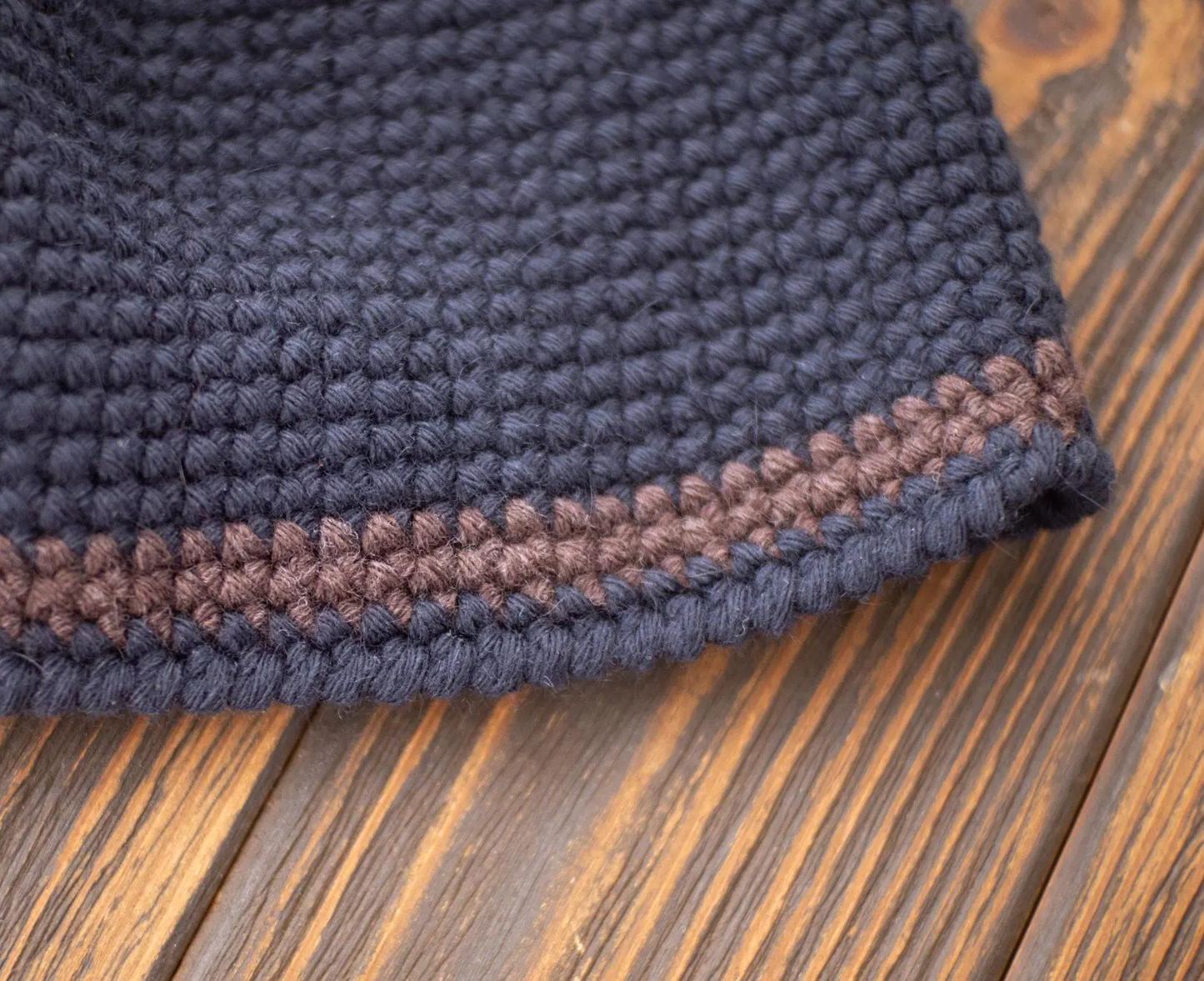 Warm Angora Merino Beanie, Crochet Fisherman Hat, Striped Wool Winter Cap