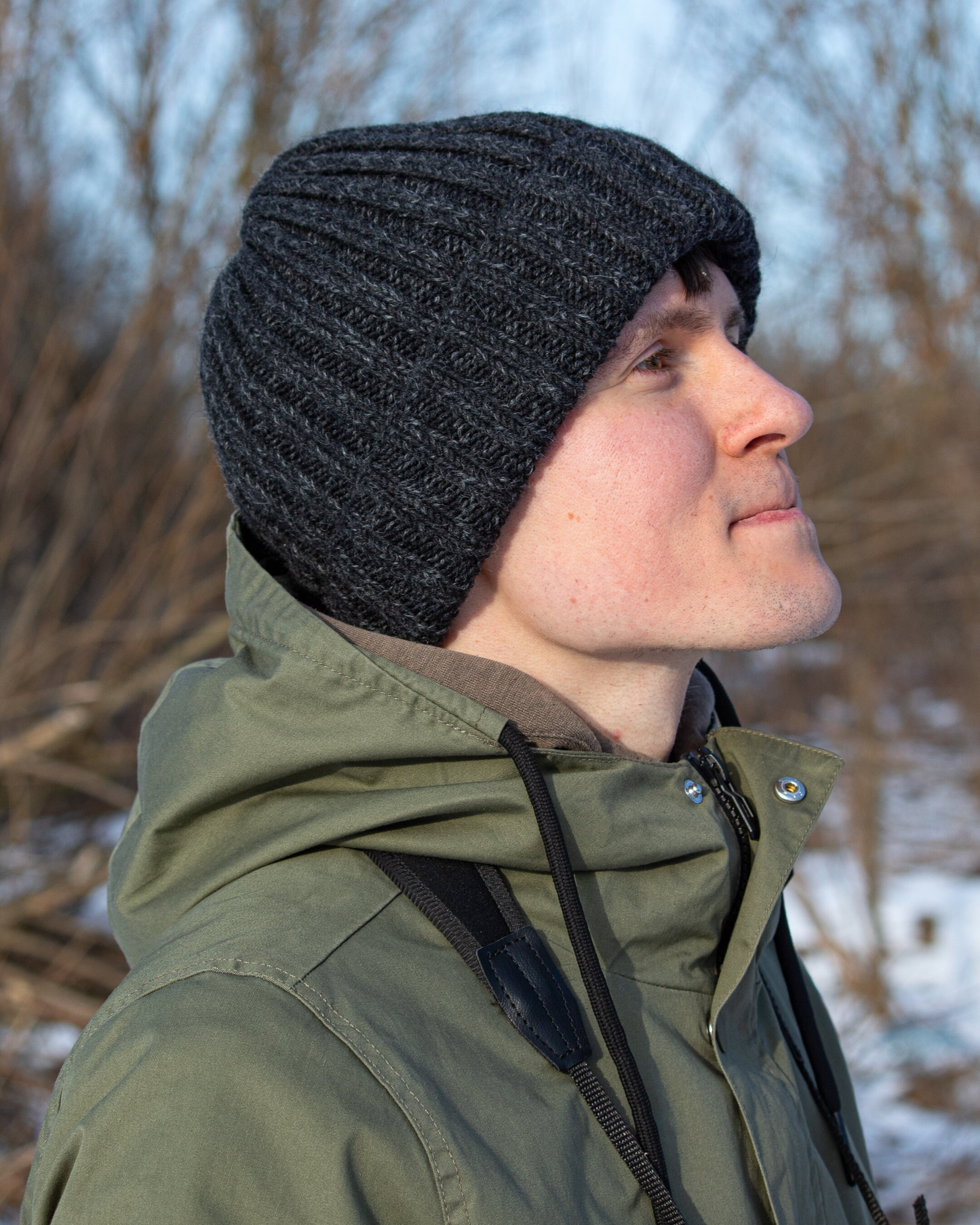 Black Alpaca Wool Hat for Men & Women – Cozy Ribbed Winter Hat, Perfect for Birdwatching & Outdoor Activities