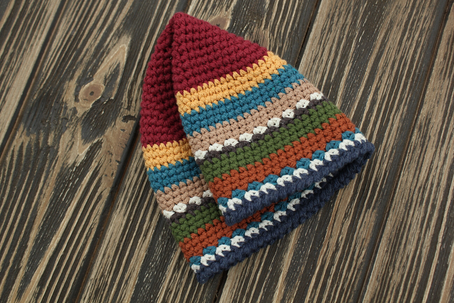 Men’s Cotton Summer Hat, Crochet Skull Cap, Multicolored 100% Cotton Beanie