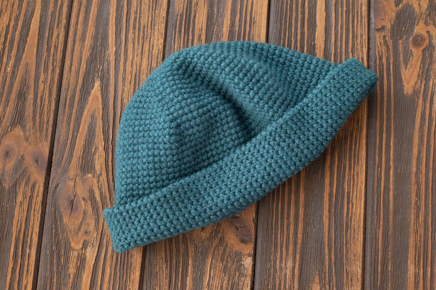 Fisherman Beanie – Lightweight Crocheted Hat, Short Watch Cap, Docker Style
