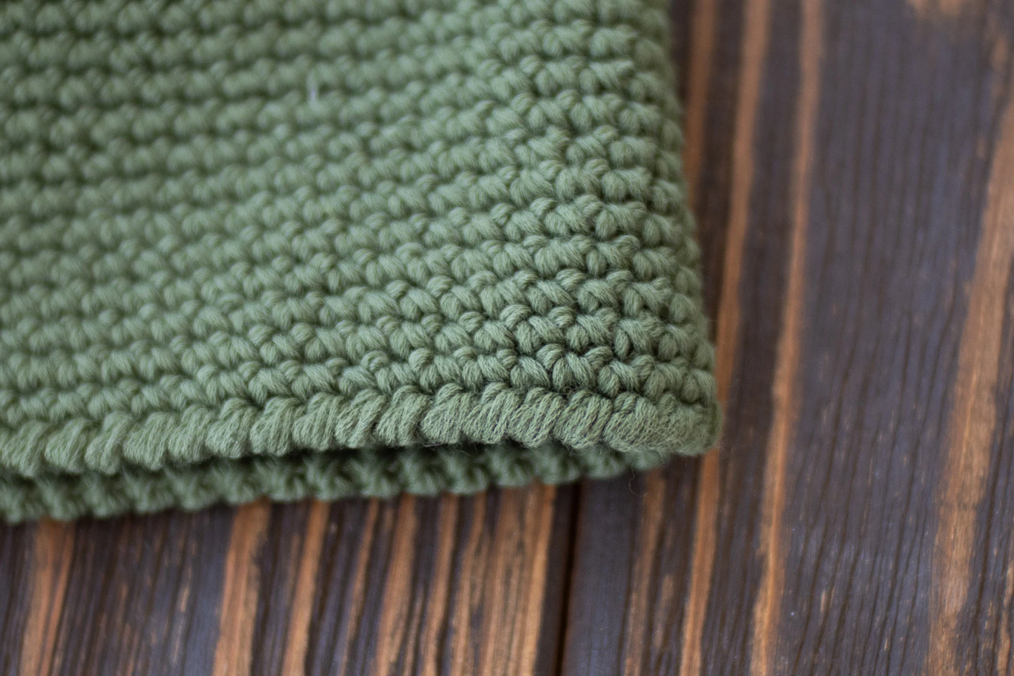 Men's Summer Crochet Hat, Lightweight Cotton Skull Cap, Green Beanie