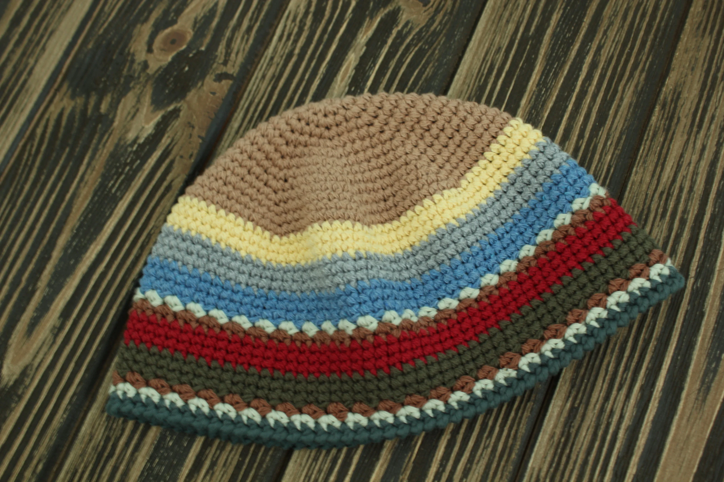 Men’s Cotton Summer Hat, Crochet Skull Cap, Multicolored 100% Cotton Beanie