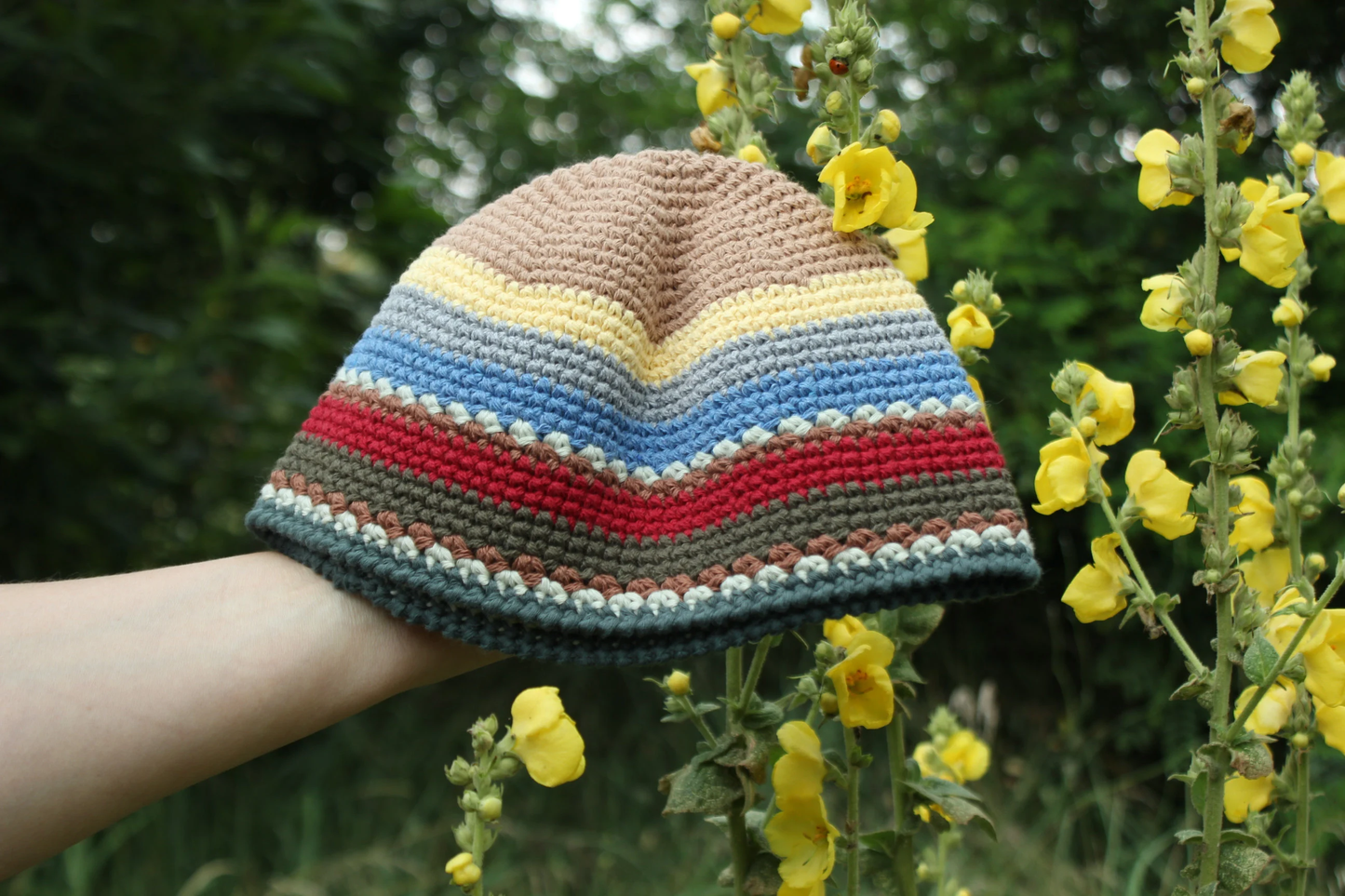 Men’s Cotton Summer Hat, Crochet Skull Cap, Multicolored 100% Cotton Beanie