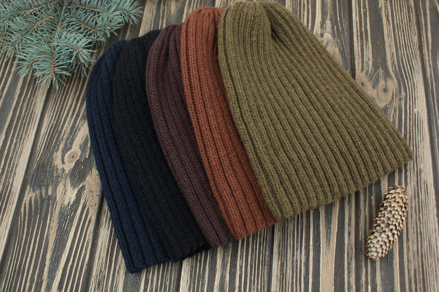 100% Merino Wool Beanie, Classic Cuffed Hat, Unisex Ribbed Knited Hat for Men and Women