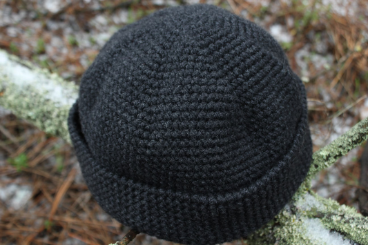 Fisherman Beanie Hat, Short Beanie, 100% Merino Wool Hat, Handmade Crochet Hat, Watch Cap, Docker Style Hat