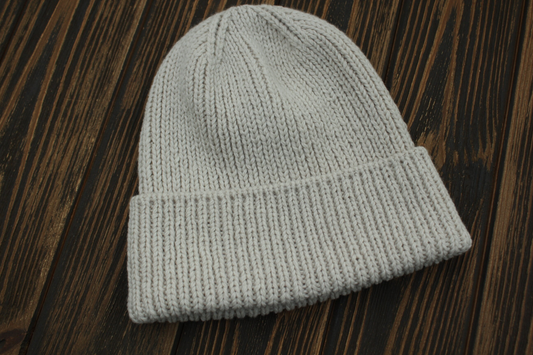 Cashmere Merino Wool Blend Hat, Handknit Ribbed Beanie, Adjustable Cuffed Unisex Winter Hat
