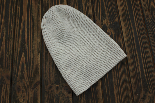 Cashmere Merino Wool Blend Hat, Handknit Ribbed Beanie, Adjustable Cuffed Unisex Winter Hat