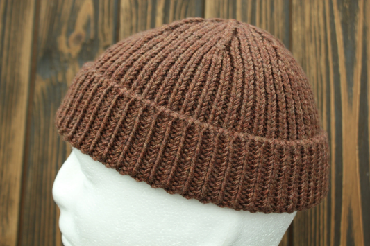 Short Cuffed Beanie, Watch Cap, Ribbed Fisherman Beanie, Handmade Knit Hat, 100% Merino Wool Unisex Hat, Lightweight Beanie