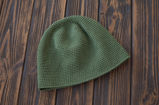 Men's Summer Crochet Hat, Lightweight Cotton Skull Cap, Green Beanie