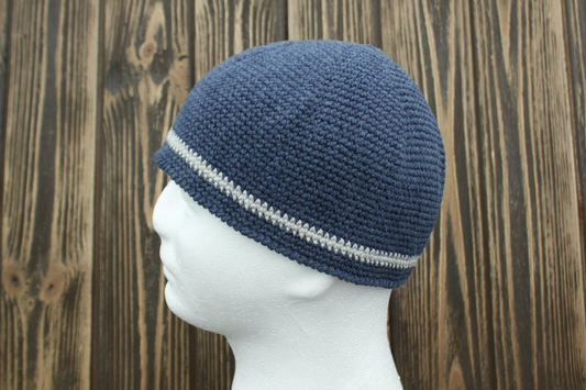 Men’s Cotton Summer Hat, Crochet Skull Cap, Multicolored 100% Cotton Beanie